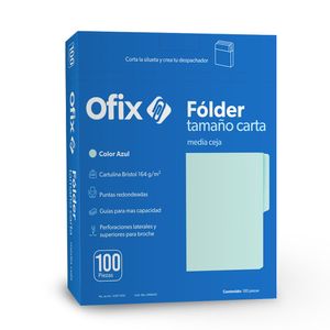 Folder Carta Azul Ofix Con 100Pzas 0397-Ofix
