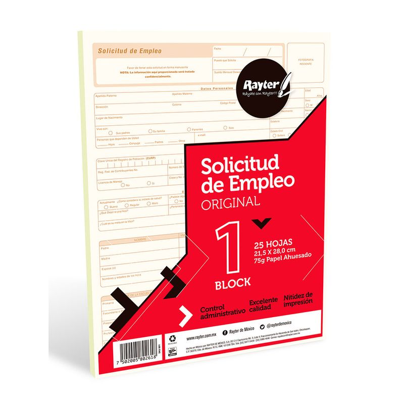 12162 - BLOCK SOLICITUD EMPLEO CARTA C/25HJS
