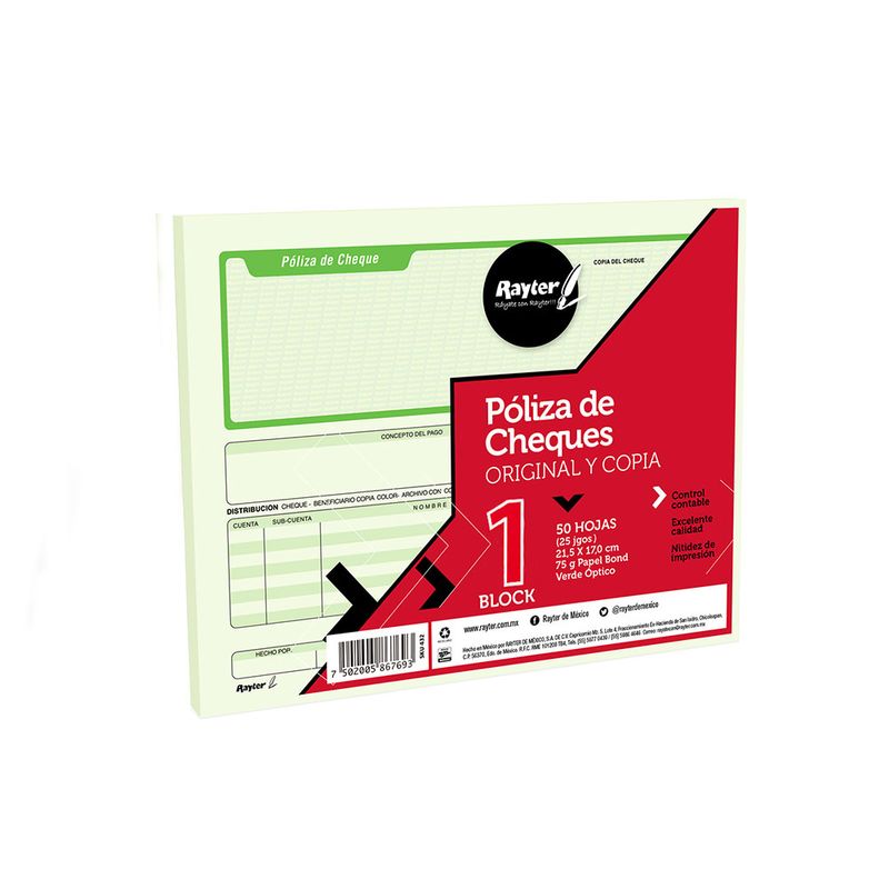 12101 - BLOCK POLIZA CHEQUE DUP 1/2OF C/25 JUEGOS