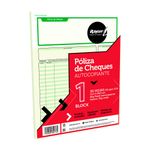 12125 - BLOCK POLIZA CHEQUE DUP CARTA C/25 JUEGOS