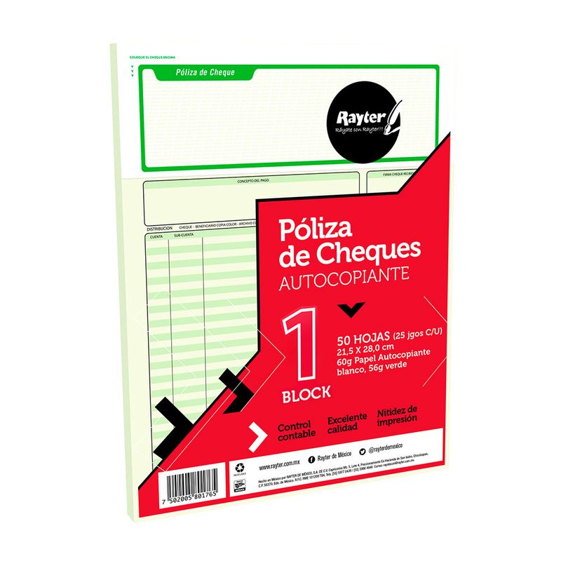 12125 - BLOCK POLIZA CHEQUE DUP CARTA C/25 JUEGOS