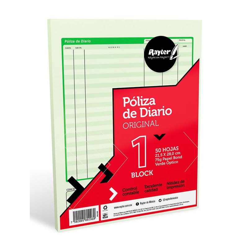 16294 - BLOCK POLIZA DIARIO CARTA C/50HJS