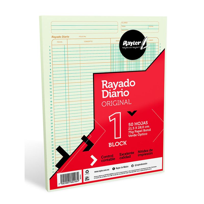 16297 - BLOCK RAYADO DIARIO CARTA C/50HJS
