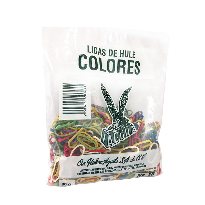 LIGA HULE COLORES SURTIDOS #10 BOLSA 80GRS