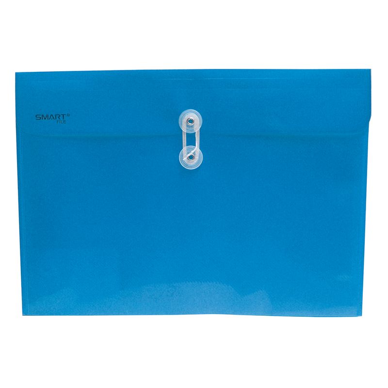 13571 - SOBRE BOLSA OFICIO CON RONDANA HORIZONTAL PLASTICO AZUL SOL