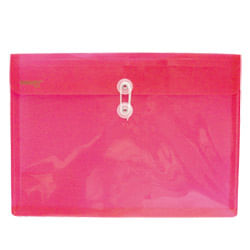 13701 - SOBRE BOLSA OFICIO CON RONDANA HORIZONTAL PLASTICO ROJO TRANSPARENTE