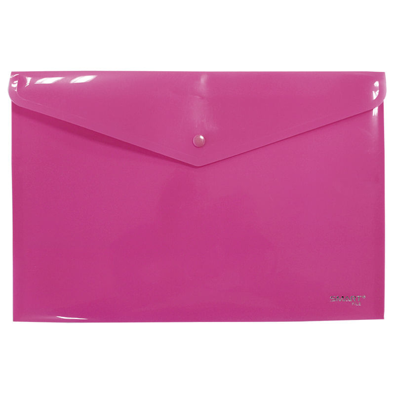 13312 - SOBRE BOLSA OFICIO CON BOTON HORIZONTAL PLASTICO ROSA NEON SOLIDO