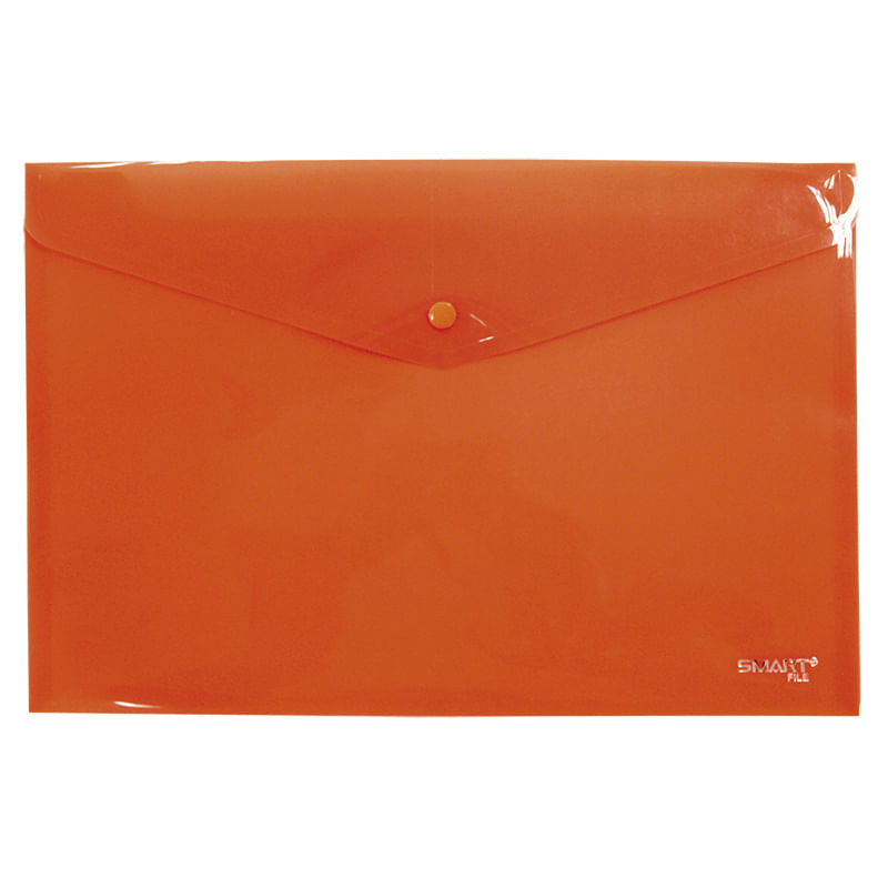 13311 - SOBRE BOLSA OFICIO CON BOTON HORIZONTAL PLASTICO NARANJA SOLIDO
