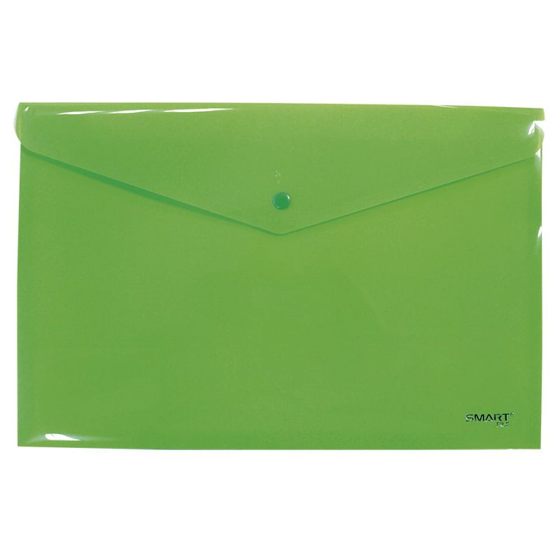 13376 - SOBRE BOLSA OFICIO CON BOTON HORIZONTAL PLASTICO VRDE LIMON SOLIDO