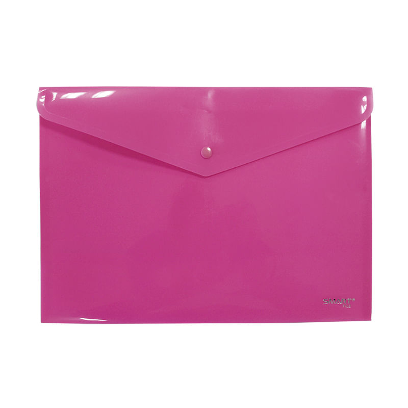 13099 - SOBRE BOLSA CARTA CON BOTON HORIZONTAL PLASTICO ROSA NEÓN SOLIDO