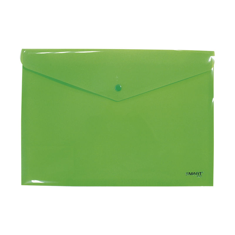 13100 - SOBRE BOLSA CARTA CON BOTON HORIZONTAL PLASTICO VERDE LIMÓN SOLIDO