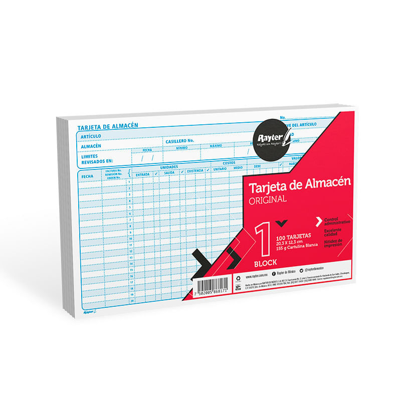 TARJETAS DE ALMACEN 1/2CTA CON 100