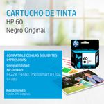 4161 - CARTUCHO DE TINTA HP 60 NEGRO CC640WL