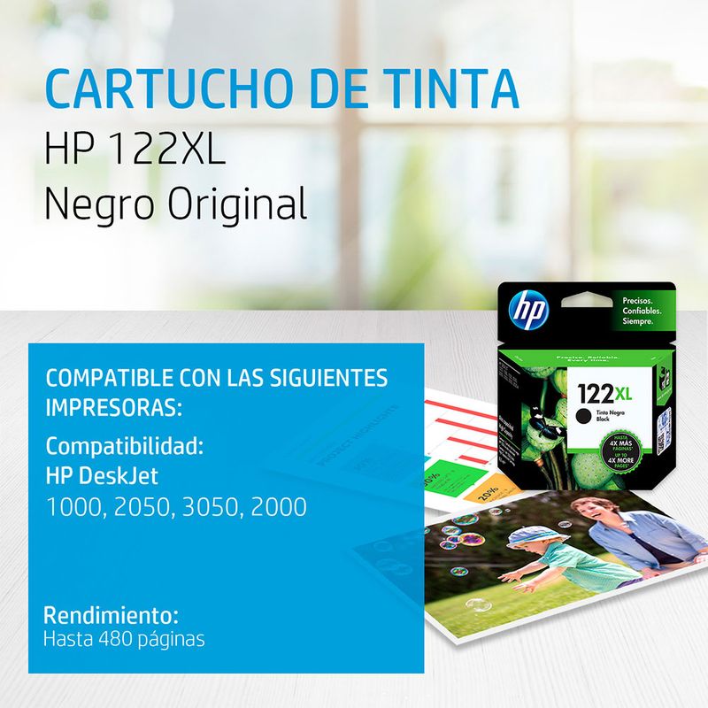 4197 - CARTUCHO DE TINTA HP 122XL NEGRO CH563HL