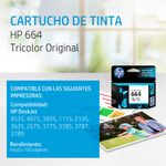 31184 - CARTUCHO DE TINTA HP 664 COLOR  F6V28AL