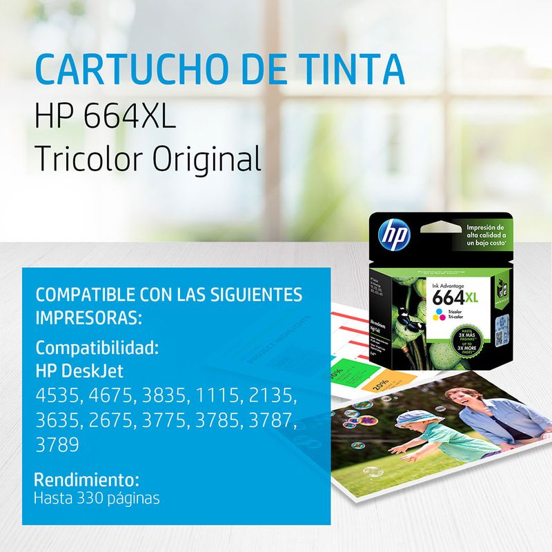 31302 - CARTUCHO DE TINTA HP 664XL COLOR F6V30AL