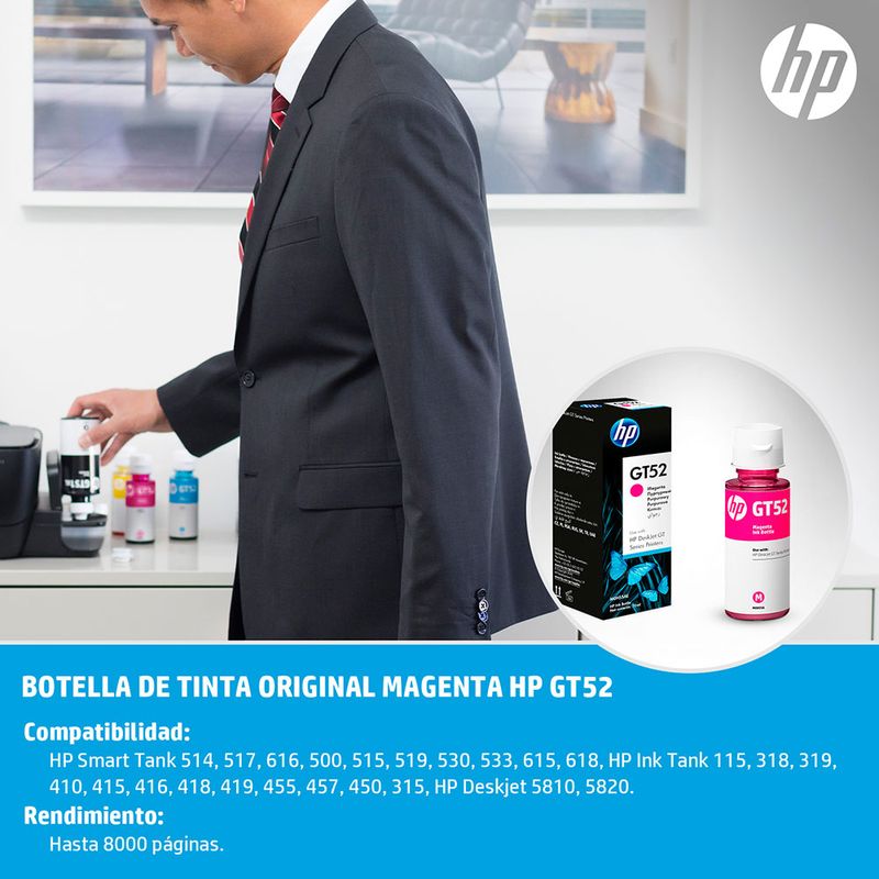 31407 - BOTELLA DE TINTA HP GT52 MAGENTA M0H55AL