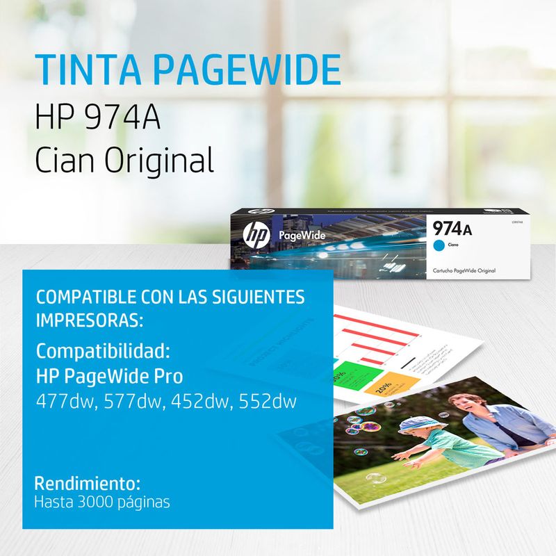 44395 - CARTUCHO DE TINTA HP 974 CYAN L0R87AL