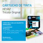 31329 - CARTUCHO DE TINTA HP 667 COLOR 3YM78AL