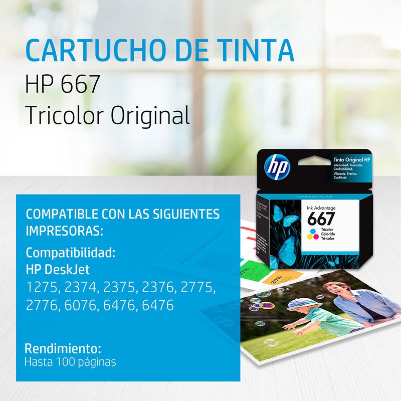 31329 - CARTUCHO DE TINTA HP 667 COLOR 3YM78AL