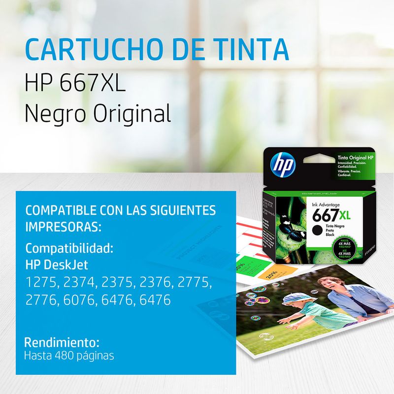 31413 - CARTUCHO DE TINTA HP 667XL NEGRO 3YM81AL