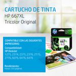 4147 - CARTUCHO DE TINTA HP 667XL COLOR 3YM80AL