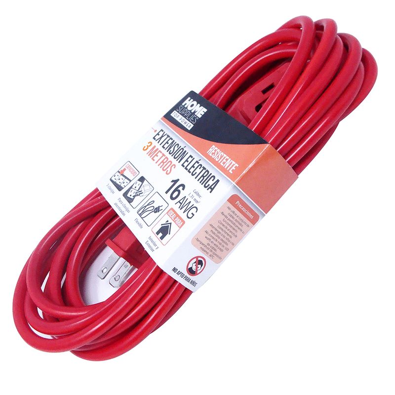 4511 - EXTENSION ELECTRICA DE USO RUDO 3 MT 3 ENTRADAS NARANJA