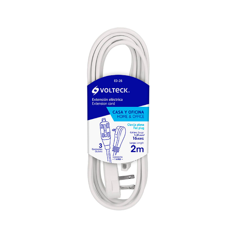 EXTENSION ELECTRICA DOMESTICA DE 2 MTS VOLTECK