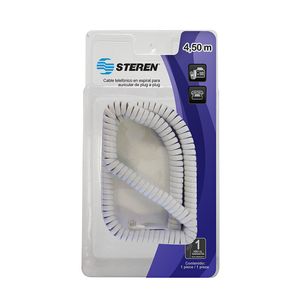 Cable Telefonico Espiral Plug Plug 4.5 M, Blanco/Negro Tel-15Bl/Tel-15Ne