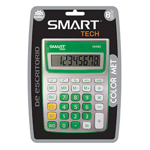 14032 - CALCULADORA ESCRITORIO 8DIG CHICA SOLAR/PILAS COLOR MET