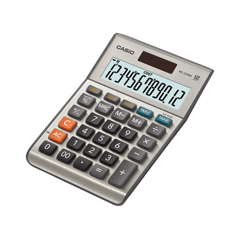 14039 - CALCULADORA ESCRITORIO CASIO MS-120BM 12DIG CHICA SOLAR/BATERIA