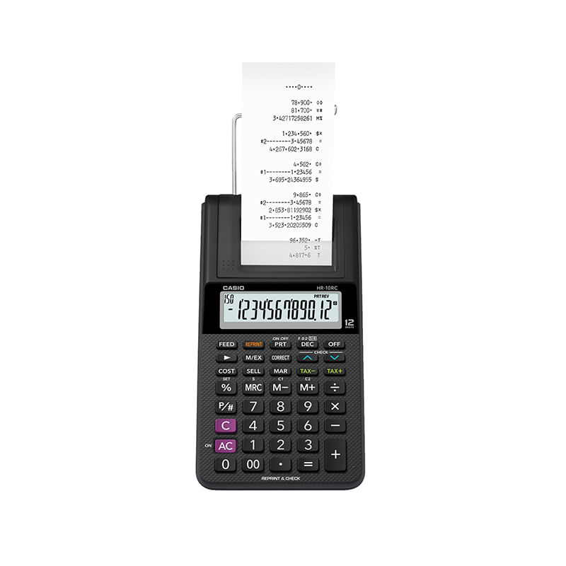16590 - SUMADORA CASIO MINI PRINTER HR-10RC 12DIG 2 0 LINEAS/SEG