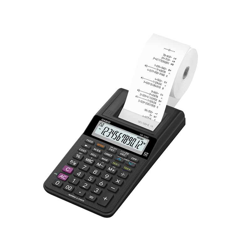 21283 - SUMADORA CASIO MINI PRINTER HR-10RC 12DIG 2 0 LINEAS/SEG