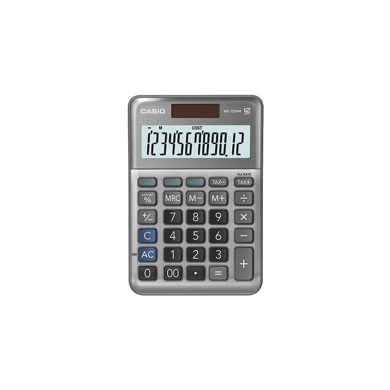 29014 - CALCULADORA ESCRITORIO CASIO MS-120FM 12DIG CHICA SOLAR/BATERIA GRIS