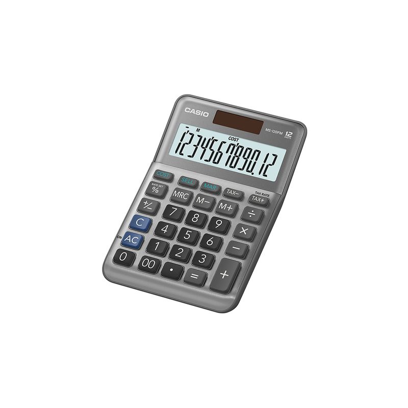 4517 - CALCULADORA ESCRITORIO CASIO MS-120FM 12DIG CHICA SOLAR/BATERIA GRIS
