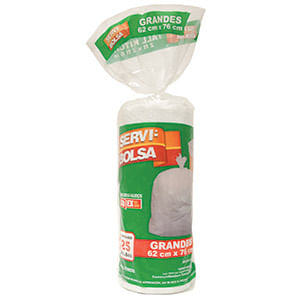 13380 - BOLSA PARA BASURA GRANDE BLANCA 62X76CM CON 25 PZAS