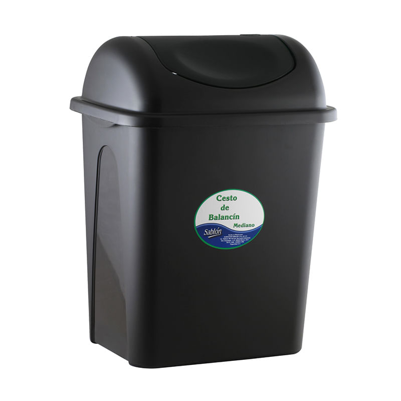13666 - BOTE PARA BASURA PLASTICO NEGRO 17LTS C/BALANCIN