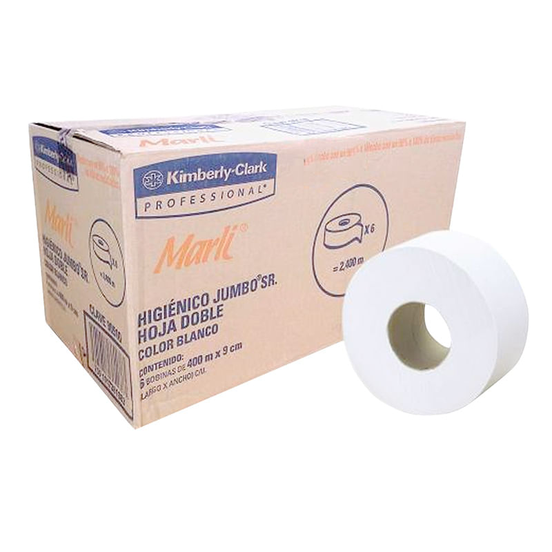 16748 - PAPEL HIGIENICO JUMBO 400MTS DOBLE CON 6 BLANCO MARLI