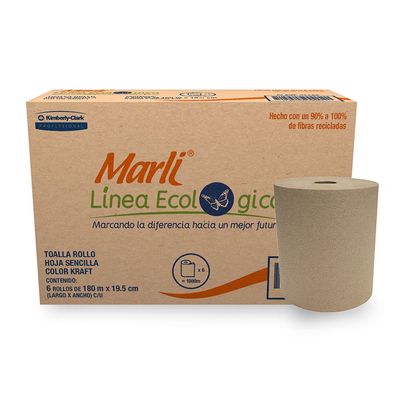 TOALLA EN ROLLO 180MTS SENC CON 6 CAFE ECOLÓGICO