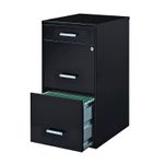 11564 - ARCHIVERO ORGANIZADOR DE METAL 2 GAVETAS 1 CAJON COLOR NEGRO