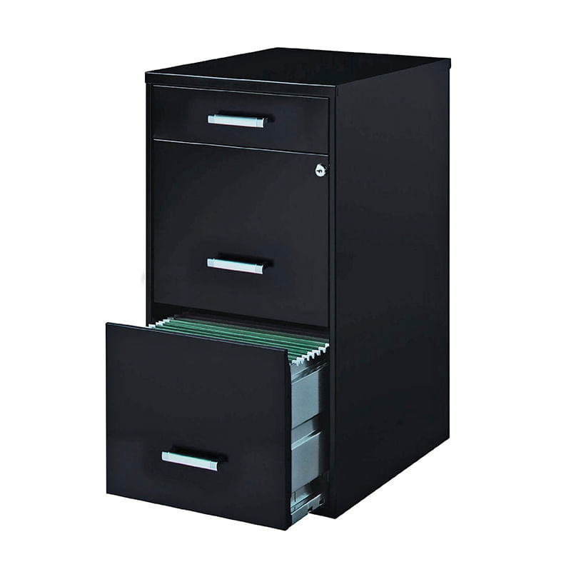 11564 - ARCHIVERO ORGANIZADOR DE METAL 2 GAVETAS 1 CAJON COLOR NEGRO
