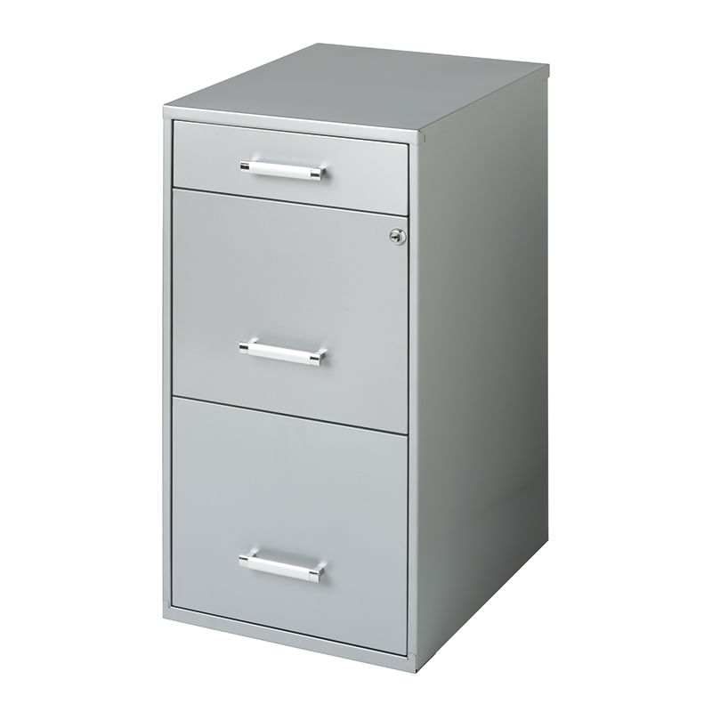 21569 - ARCHIVERO ORGANIZADOR DE METAL 2 GAVETAS 1 CAJON PLATA