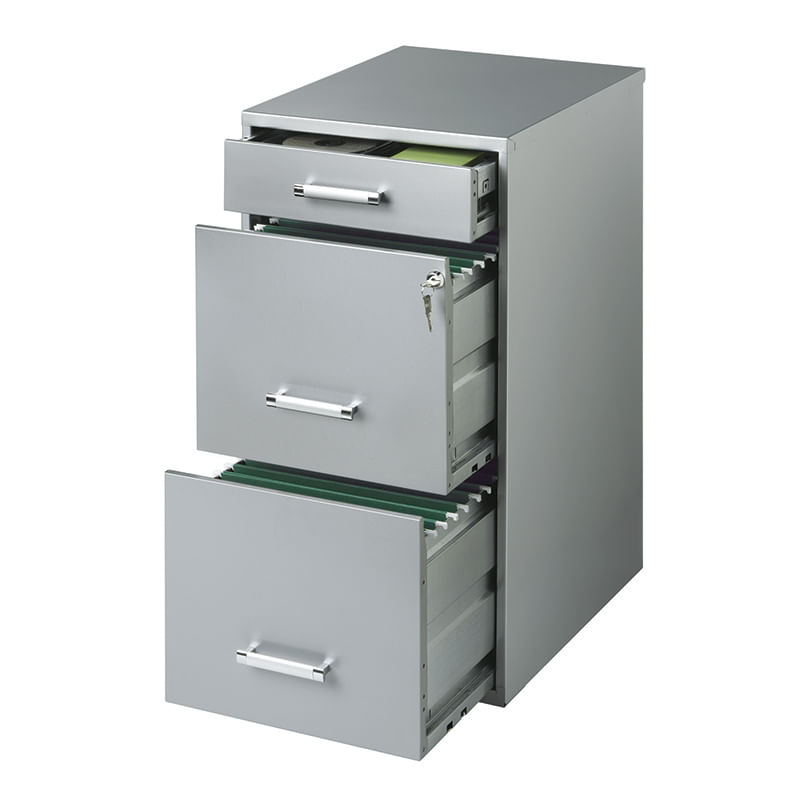 21570 - ARCHIVERO ORGANIZADOR DE METAL 2 GAVETAS 1 CAJON PLATA