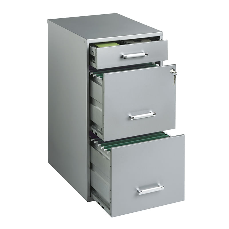 21571 - ARCHIVERO ORGANIZADOR DE METAL 2 GAVETAS 1 CAJON PLATA