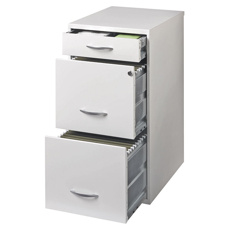 21580 - ARCHIVERO ORGANIZADOR DE METAL 2 GAVETAS 1 CAJON COLOR BLANCO