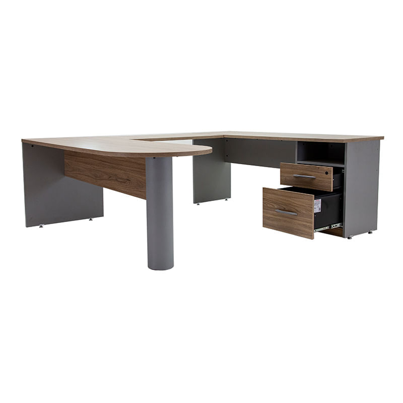 21644 - CONJUNTO DIRECTIVO ESCRITORIO PENINSULAR 1 80 MT ROBLE/GRIS