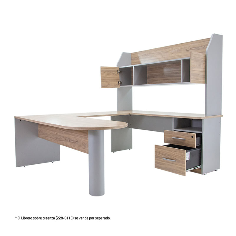 21648 - CONJUNTO DIRECTIVO ESCRITORIO PENINSULAR 1 80 MT ROBLE/GRIS