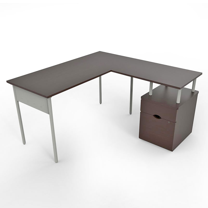 21719 - ESCRITORIO TIPO L THORINO CON ARCHIVERO WENGUE 1 40 X 1 40