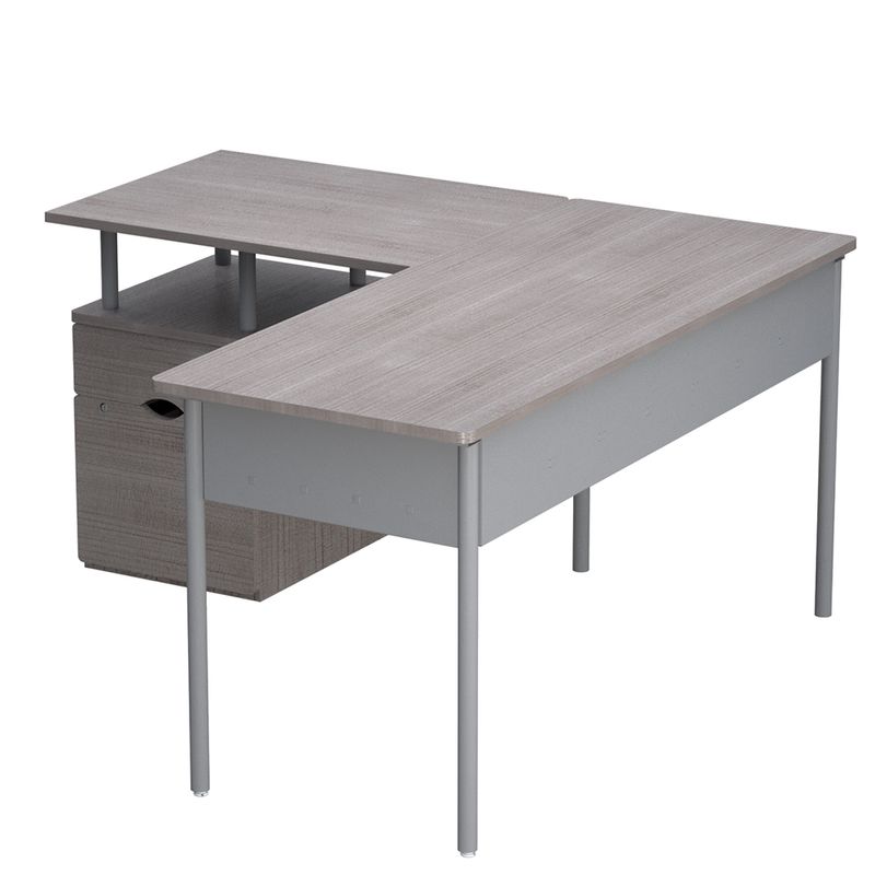 ESCRITORIO TIPO L THORINO CON ARCHIVERO CENIZO 140 X 140