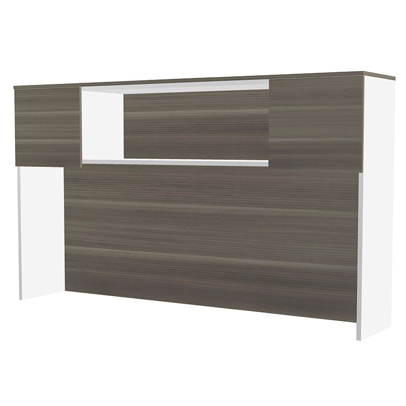 21852 - LIBRERO SOBRE CREDENZA 2 PTAS CENIZA/BCO